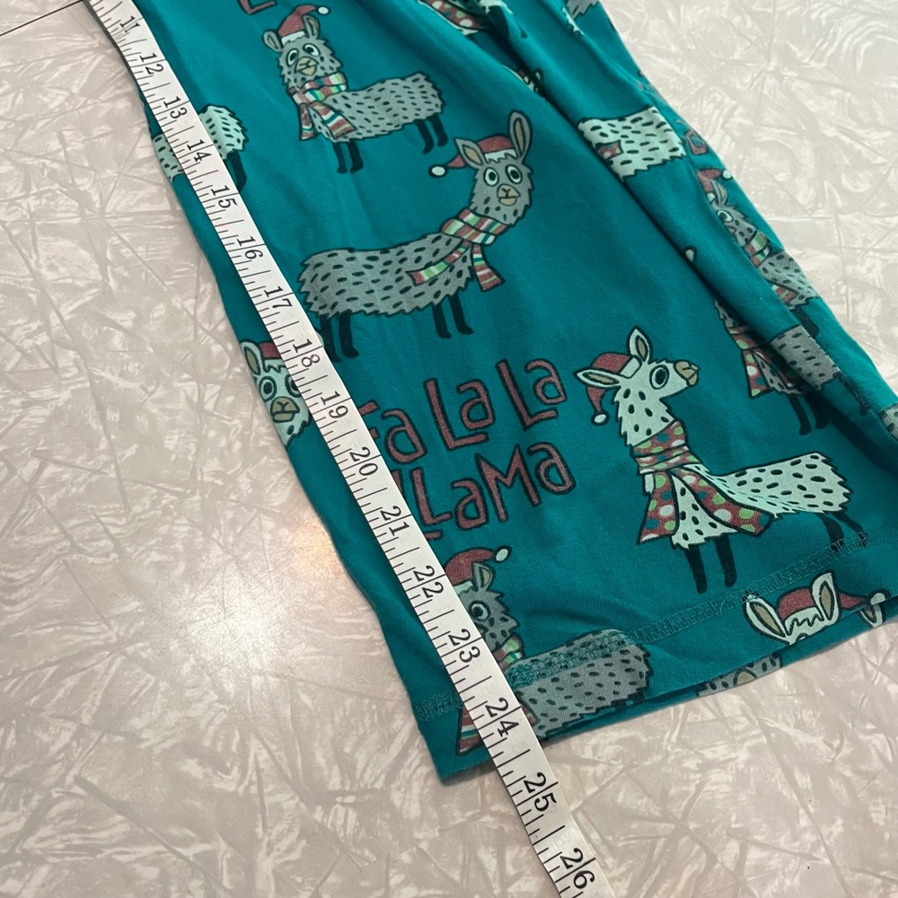 Lazy One Fa La La Llama Pajama Pants Teal Green Cotton Christmas Holiday XS - Picture 7 of 7